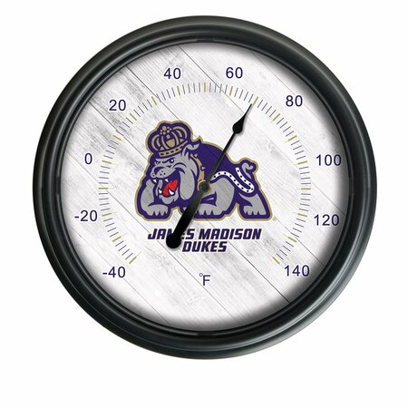 HOLLAND BAR STOOL CO James Madison University Indoor/Outdoor LED Thermometer ODThrm14BK-08JmsMad